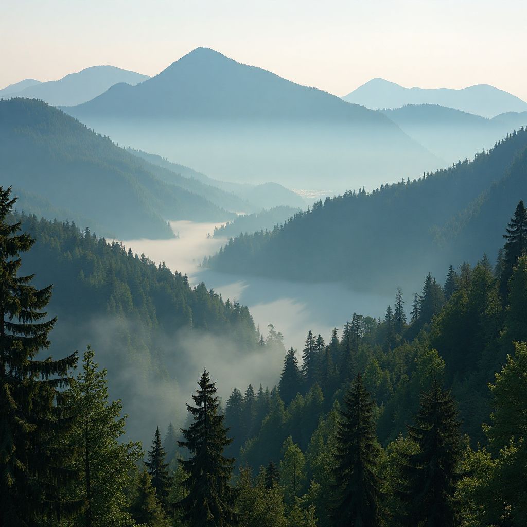 Romanian forest landscape with mountains
